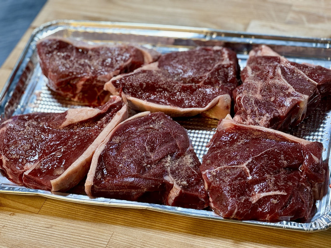 Grass-fed sirloin steaks from Tyner Pond Farm, rich in nutrients and perfect for a ketogenic diet.