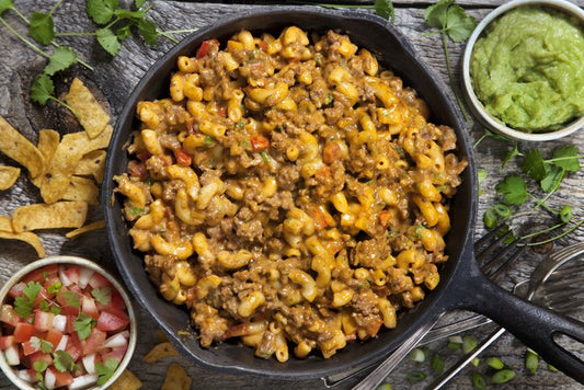 grassfed beef Taco Macaroni and cheese