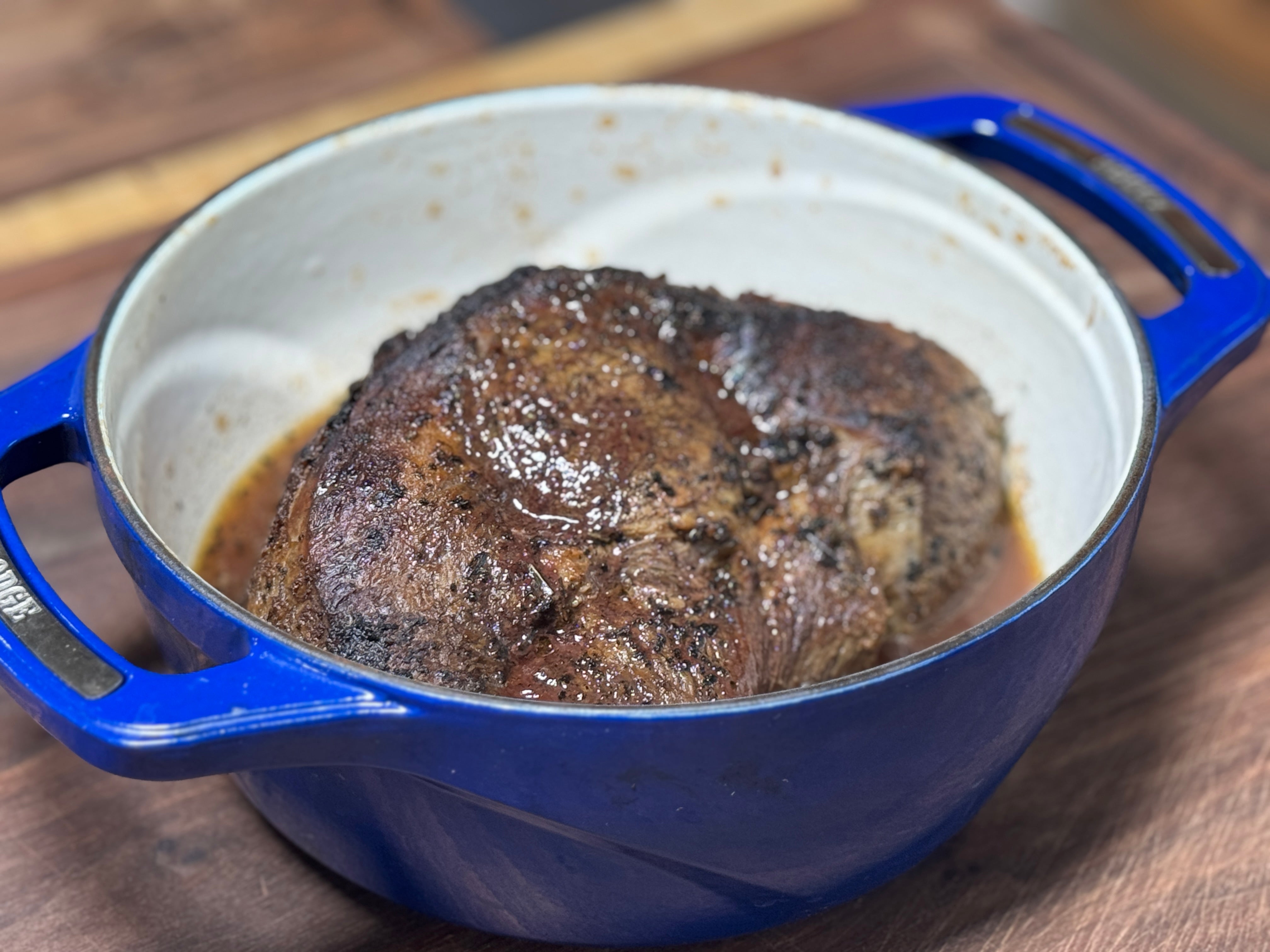 Tyner Pond farm Grassfed Top Sirloin Roast in a Dutch Oven