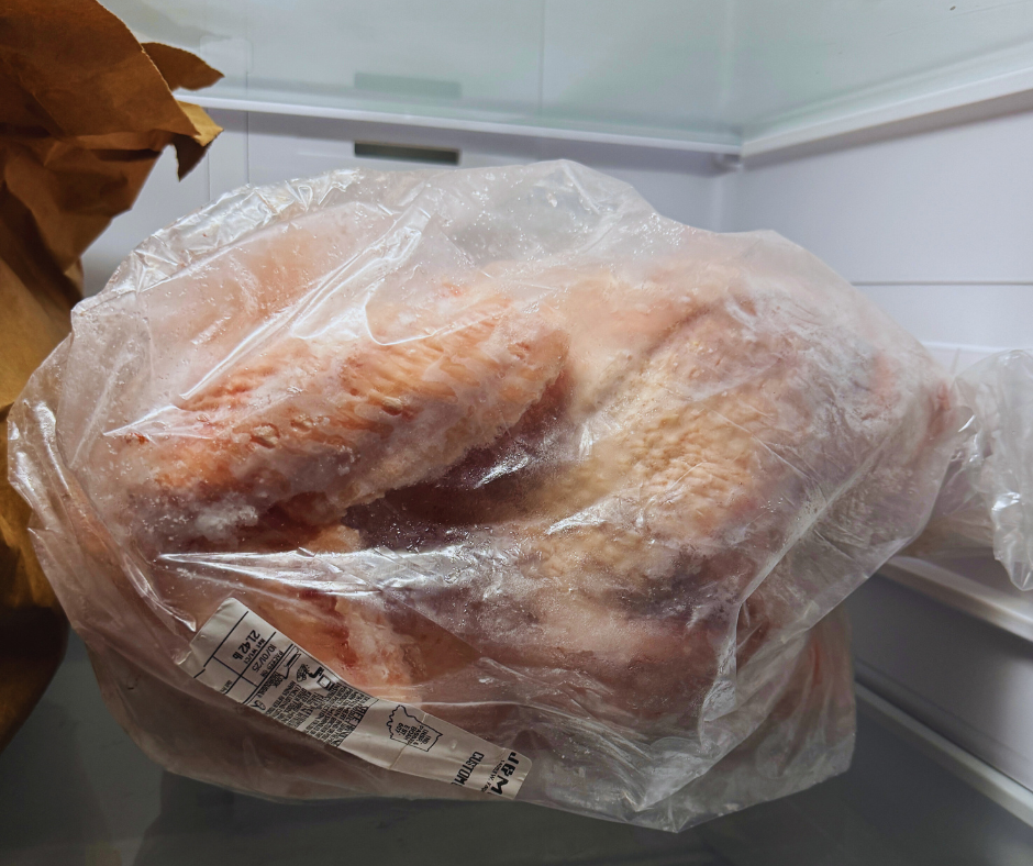 Thawing  Frozen Turkey In A Refridgerator