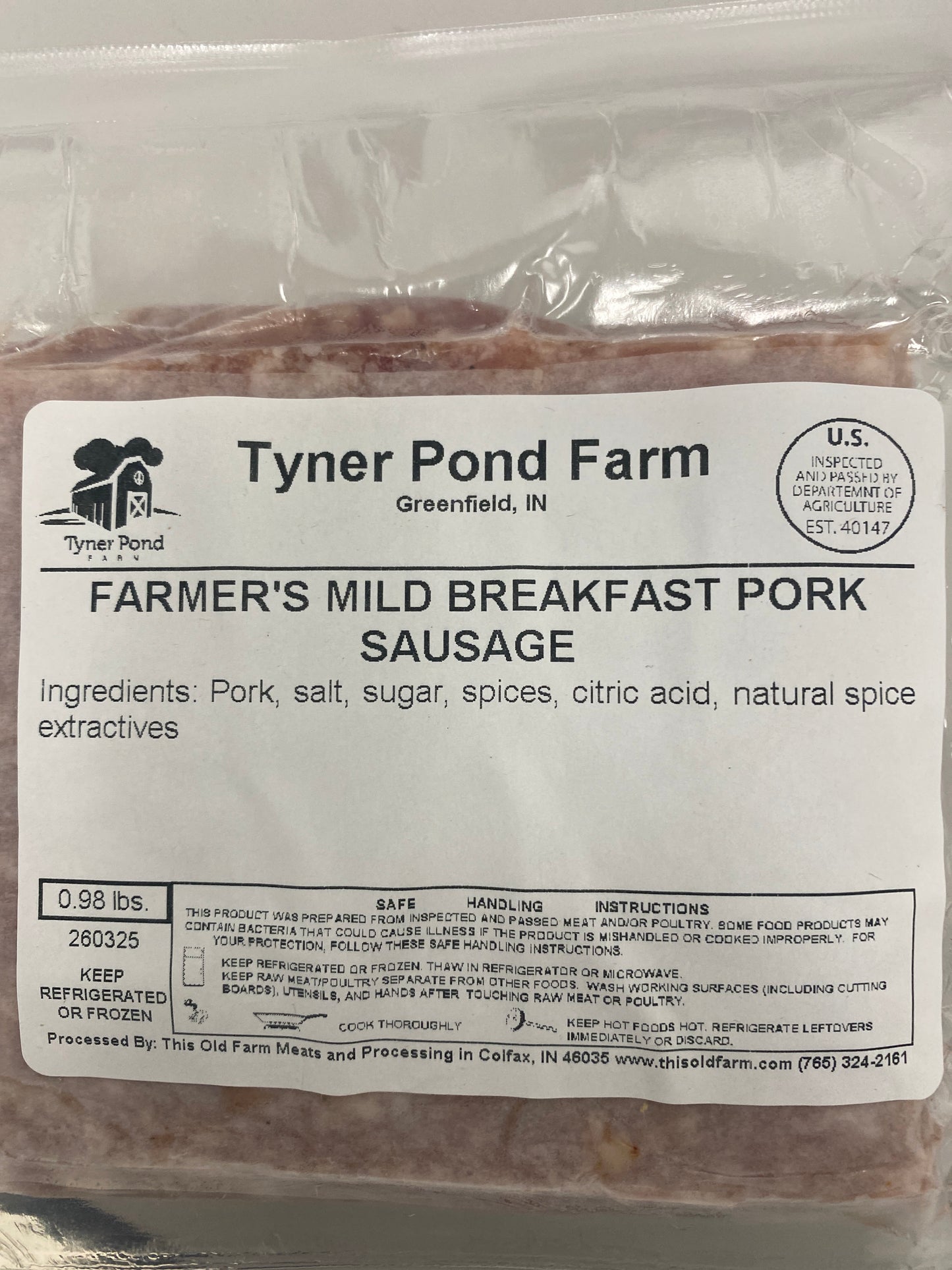 Farmer's Mild Breakfast Pork Sausage NEW!