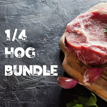 ¼ Hog Bundle graphic with raw pork chop and text overlay