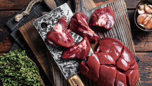 Raw sliced beef kidney from 100% grassfed cattle, ready to cook