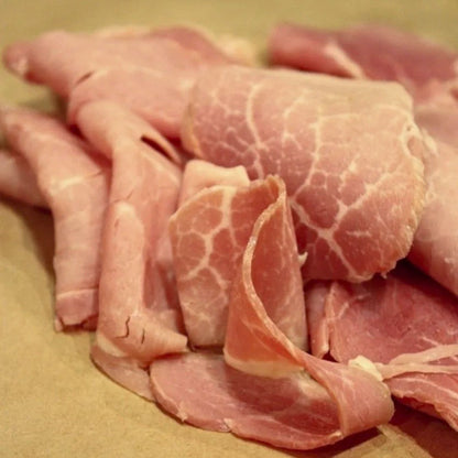 Smoking Goose City Ham sliced boneless ham made in Indianapolis and offered through Tyner Pond Farm